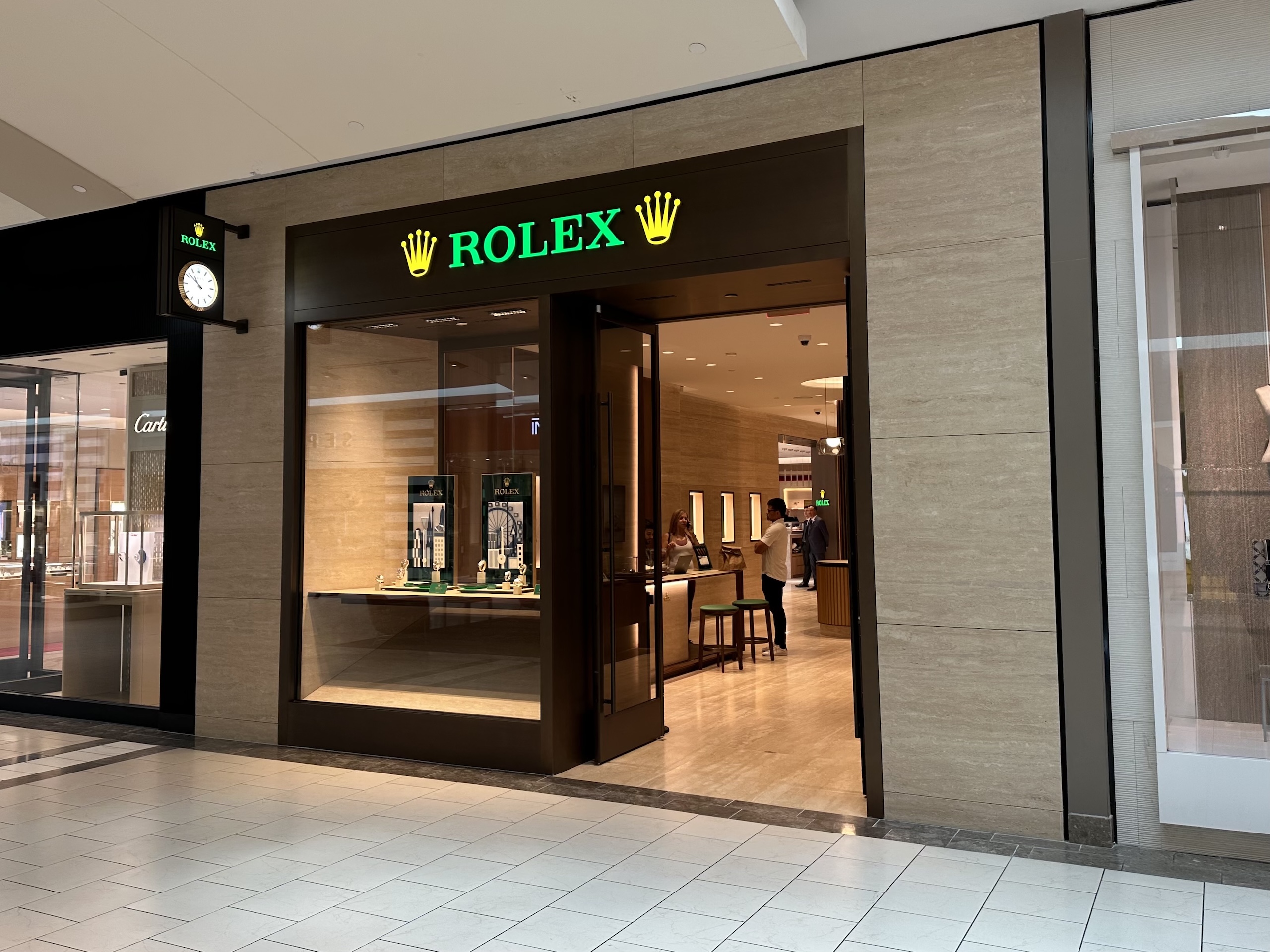 Rolex shop front, in Dadeland, Miami